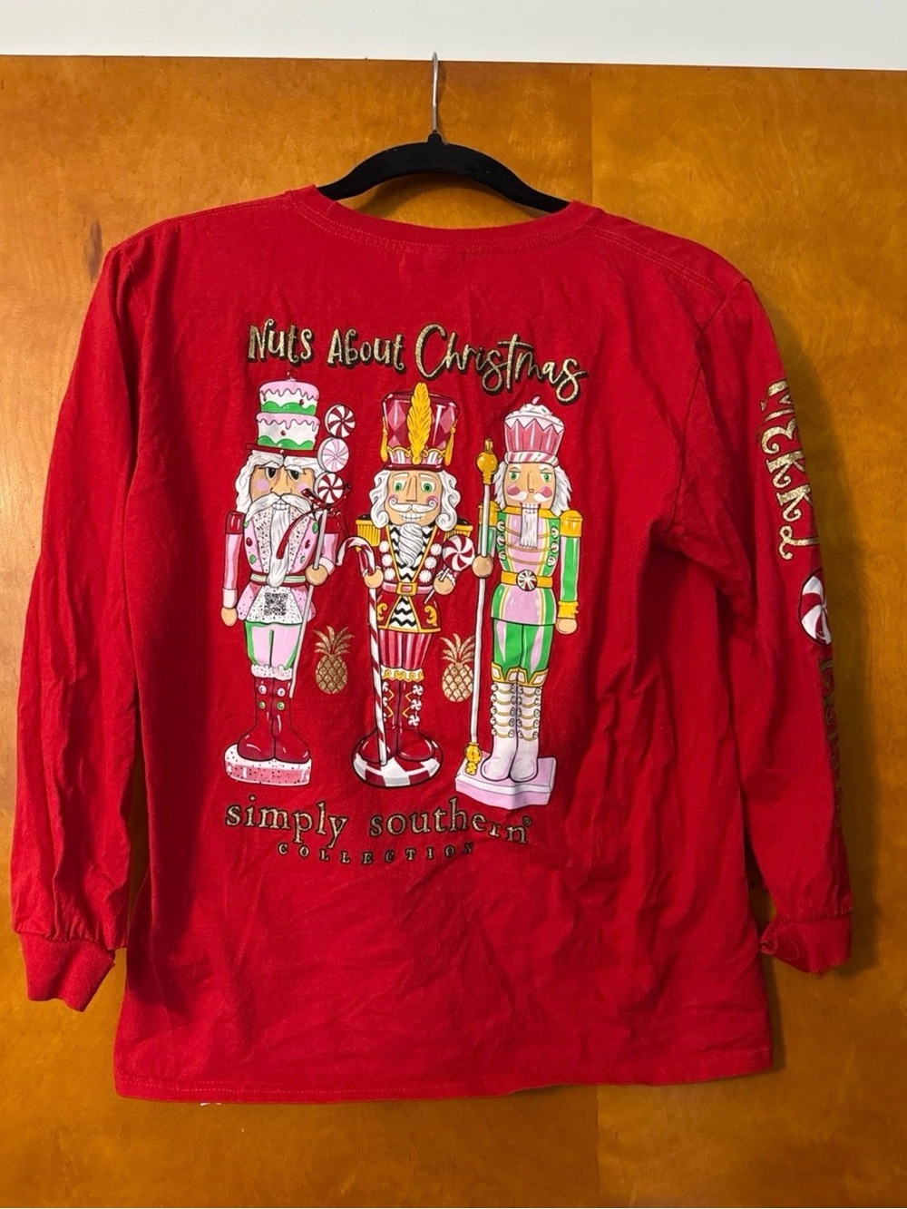 Simply Southern Red 'Nuts About Christmas' Kids Long Sleeve Tee